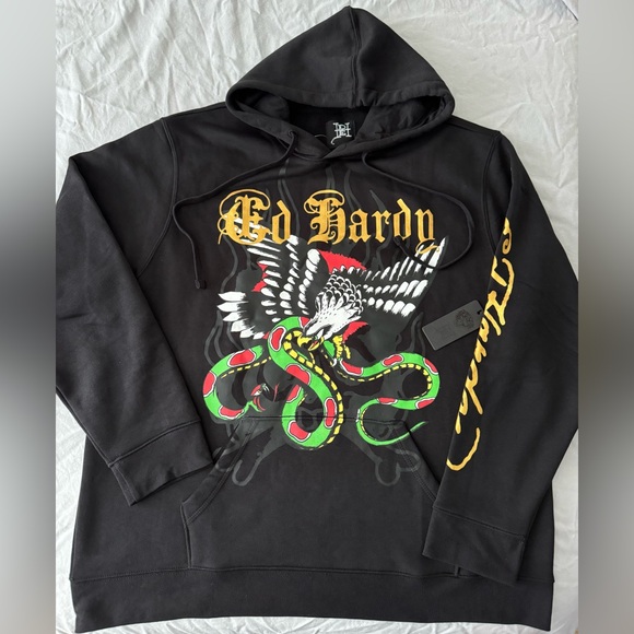 #240 (NWT) ED HARDY HOODIE. CLASSIC ART. - Picture 1 of 11